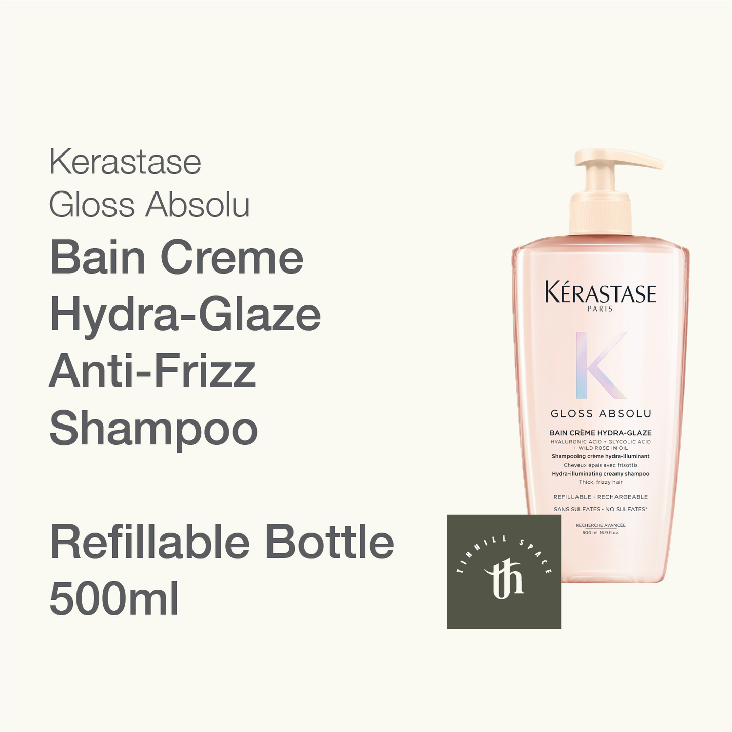 Kérastase Gloss Absolu Bain Crème Hydra-Glaze Anti-Frizz Shampoo - Refillable Bottle 500ml