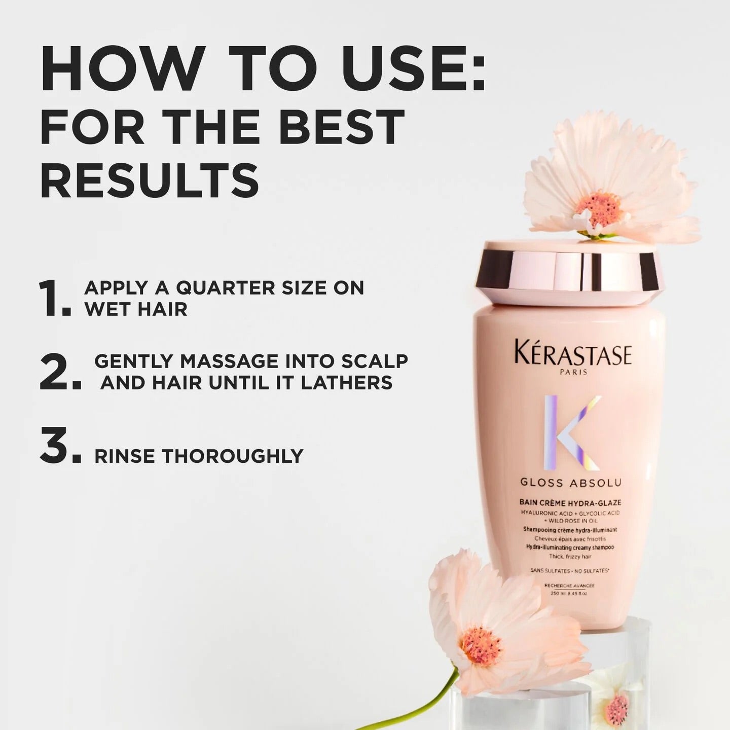 Kérastase Gloss Absolu Bain Crème Hydra-Glaze Anti-Frizz Shampoo - Refillable Bottle 500ml